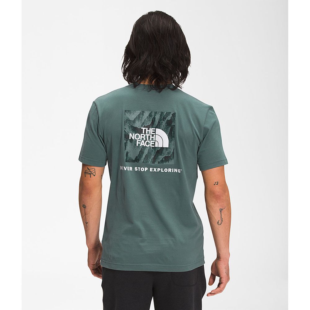 The North Face T-Shirts Mens Australia - The North Face Short Sleeve Box Nse Green Never Stop Explor